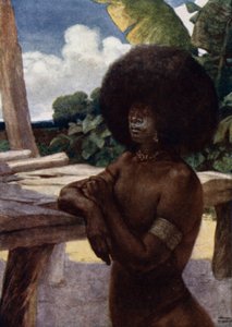 Einheimischer von Britisch-Neuguinea, zeigt die Art des Haartragens von Norman Hardy
