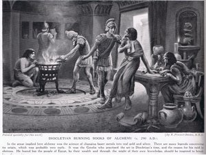 Diokletian verbrennt Bücher der Alchemie, 290 n. Chr.
