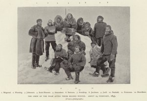 Die Besatzung der Fram nach ihrem zweiten Winter, etwa 24. Februar 1895 von Norwegian Photographer