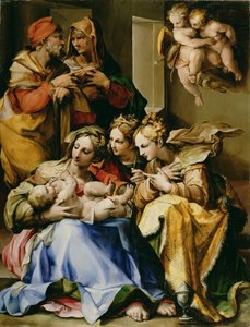 Heilige Familie mit den Heiligen Anna, Katharina von Alexandria und Maria Magdalena, ca. 1560-9