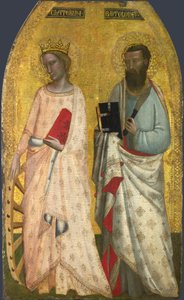 Heilige Katharina und Bartholomäus, ca. 1350 von Nuzi Allegretto and Ghissi Francescuccio (fl.1345 74)