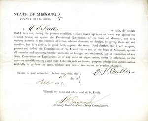 Treueeid von O. S. Fuller aus Missouri, County of St. Louis von O.S. Fuller