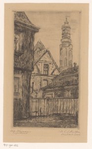Stadtansicht mit dem Turm in Weimar von Octavia Cornelia Suzanna Hofstede de Groot (signed by artist)