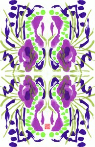 Lila Grünes Blumenmuster