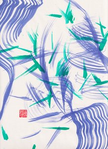 Zen Grüne Bambusabstraktion 2, 2020 von Odilia W. Y. Fu