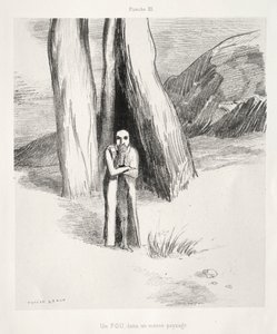 Ein Verrückter in einer düsteren Landschaft von Odilon Redon