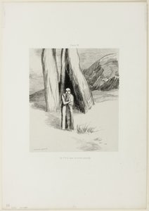 Ein Verrückter in einer düsteren Landschaft, Platte 3 von 6 von Odilon Redon