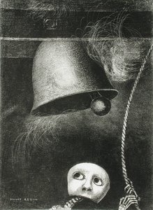 Eine Maske läutet den Tod ein. Serie: Für Edgar Poe, 1882 von Odilon Redon