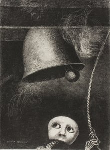 Eine Maske läutet die Totenglocke, Platte drei aus To Edgar Poe von Odilon Redon