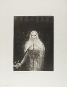 Und er hatte in seiner rechten Hand sieben Sterne; und aus seinem Mund ging ein scharfes, zweischneidiges Schwert, Platte 1 von 12 von Odilon Redon