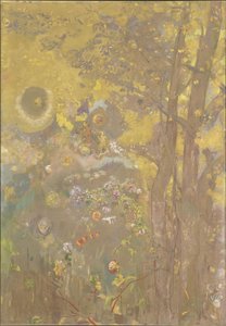 Bäume auf gelbem Hintergrund von Odilon Redon