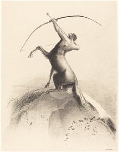 Zentaur, der auf die Wolken zielt