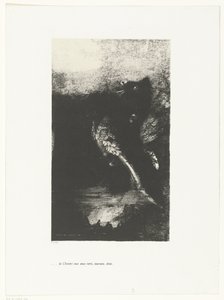 Die Chimäre mit grünen Augen, schreiend, sich drehend von Odilon Redon