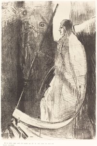 Und ein anderer Engel kam aus dem Tempel im Himmel, auch er hatte eine scharfe Sichel von Odilon Redon
