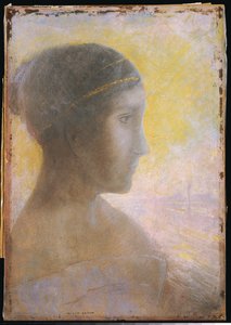Kopf einer jungen Frau im Profil, ca. 1895 von Odilon Redon