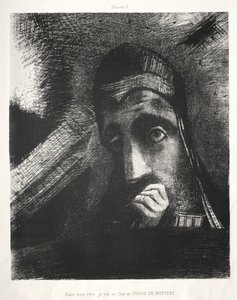Hommage an Goya: In meinem Traum sah ich am Himmel ein geheimnisvolles Gesicht, 1885 von Odilon Redon