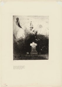 Wenn an einer dunklen Nacht ein guter Christ aus Nächstenliebe hinter einer alten Ruine deinen gewölbten Körper begräbt, Platte 4 von 9 von Odilon Redon