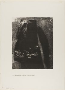 Es ist der Teufel, der unter seinen zwei Flügeln die sieben Todsünden trägt, Platte 2 aus Die Versuchung des Heiligen Antonius (1. Serie) von Odilon Redon