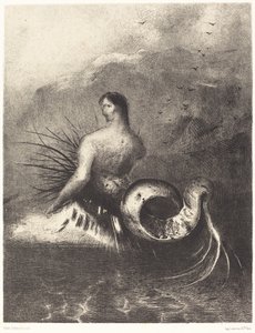 Die Sirene, bekleidet mit Stacheln, tauchte aus den Wellen auf von Odilon Redon