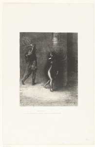Unter den langen Haaren, die ihr Gesicht bedeckten, glaubte ich, Ammonaria zu erkennen von Odilon Redon