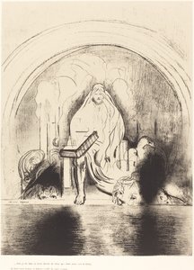 Dann sah ich in der rechten Hand dessen, der auf dem Thron saß, ein Buch, beschrieben innen und außen, versiegelt mit sieben Siegeln von Odilon Redon