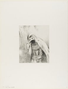 Sie zieht aus ihrem Busen einen Schwamm, vollkommen schwarz, und bedeckt ihn mit Küssen, Platte 8 von 24 von Odilon Redon