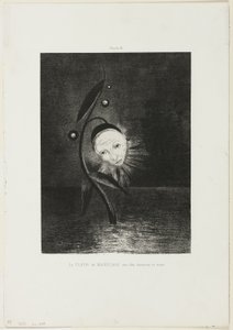 Die Sumpfblume, ein trauriger menschlicher Kopf, Platte 2 von 6 von Odilon Redon