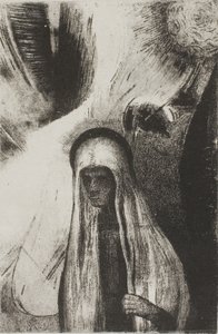 Die alte Frau: Wovor hast du Angst? Ein weites schwarzes Loch! Es ist vielleicht leer?", Platte 19 von 24 von Odilon Redon