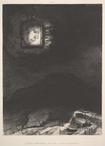 Das vage Schimmern eines in der Luft schwebenden Kopfes, 1891 von Odilon Redon
