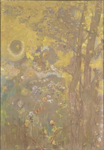 Bäume auf gelbem Hintergrund, 1901 von Odilon Redon