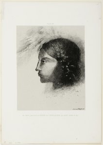 Beim Erwachen sah ich die Göttin des Intelligiblen mit ihrem strengen und harten Profil, Tafel 6 von 6 von Odilon Redon