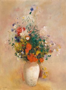 Blumenvase (Rosa Hintergrund), ca. 1906 von Odilon Redon