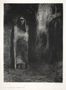 Die Nacht: Der Mann war allein in einer Nachtlandschaft (1886) von Odilon Redon Lemercier and Cie.