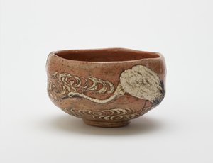 Kenzan-Teeschale mit Kranich- und Wasserdesign, spätes 19. Jahrhundert von Ogata (style of) Kenzan