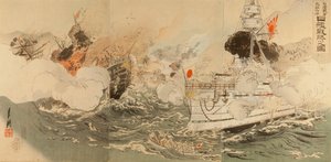 Chinesisch-Japanischer Krieg: Die japanische Marine siegreich vor Takushan von Ogata Gekko