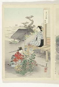 Pflege der Chrysanthemen von Ogata Gekko