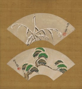 Schneebeladene Gräser und Schneebeladene Kiefernzweige von Ogata Kenzan