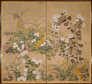 重要美術品 秋草図屏風 von Ogata Korin