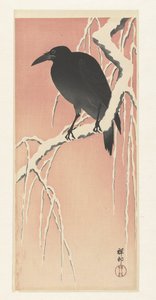 Krähe auf verschneitem Ast von Ohara Koson