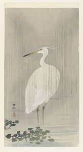 Silberreiher im Regen von Ohara Koson