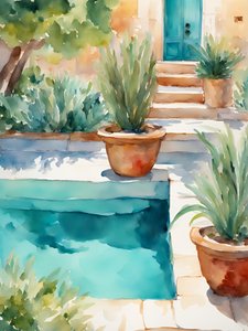 Mittelmeer-Poolgarten
