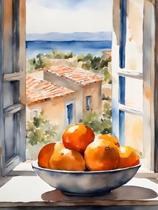 Orangen am Meer von Ohkimiko