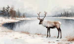 Winter Rentier Spiegelungen von Ohkimiko