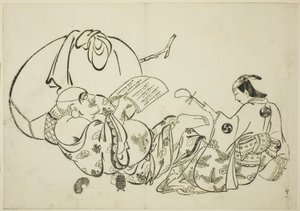 Hotei liest ein Buch, Nr. 11 aus einer Serie von 12 Drucken