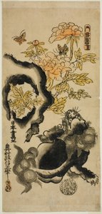 Löwe und Pfingstrosen von Okumura Masanobu