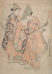 Onoe Kikugoro in der Rolle von Yaoya Oshichi und Nakamura Kiyosaburo als ihr Liebhaber der kosho, 1750 von Okumura Masanobu