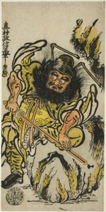 Shoki der Dämonenbezwinger schärft sein Schwert von Okumura Masanobu