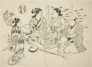 Das Momiji-no-ga Kapitel aus "Die Geschichte von Genji" (Genji Momiji-no-ga), aus einer Serie von Genji-Parodien von Okumura Masanobu