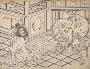 Daikoku und Shoki spielen Schach, ca. 1730