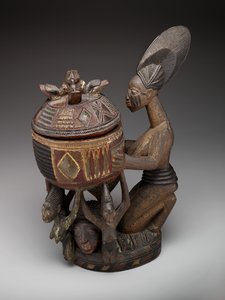 Kniende weibliche Figur mit Schale (olumeye), ca. 1910 bis ca. 1938 von Olowe of Ise